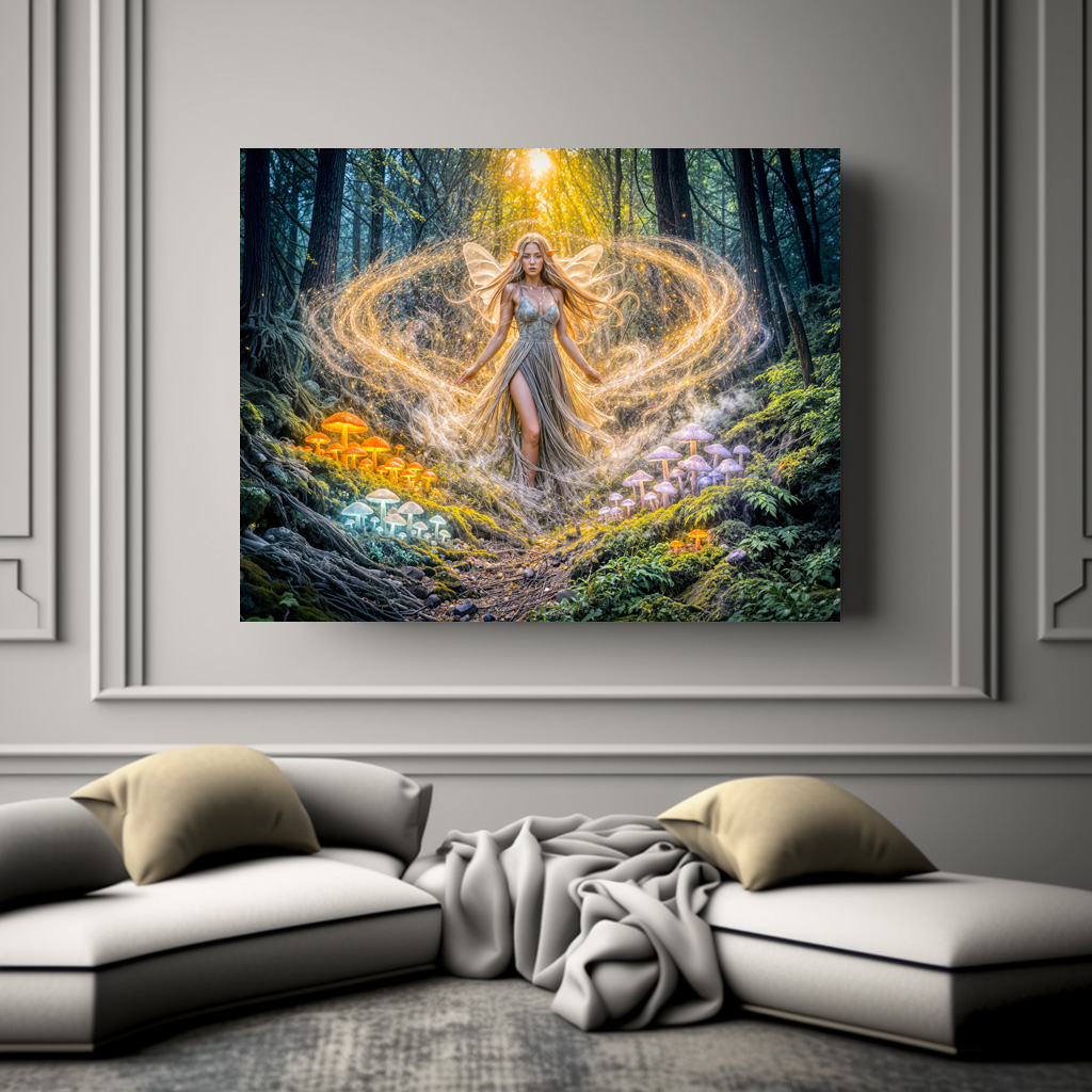 Poster: Dynamic Fantasy Elf in Enchanted Forest Mushroom Magic - immagine 3
