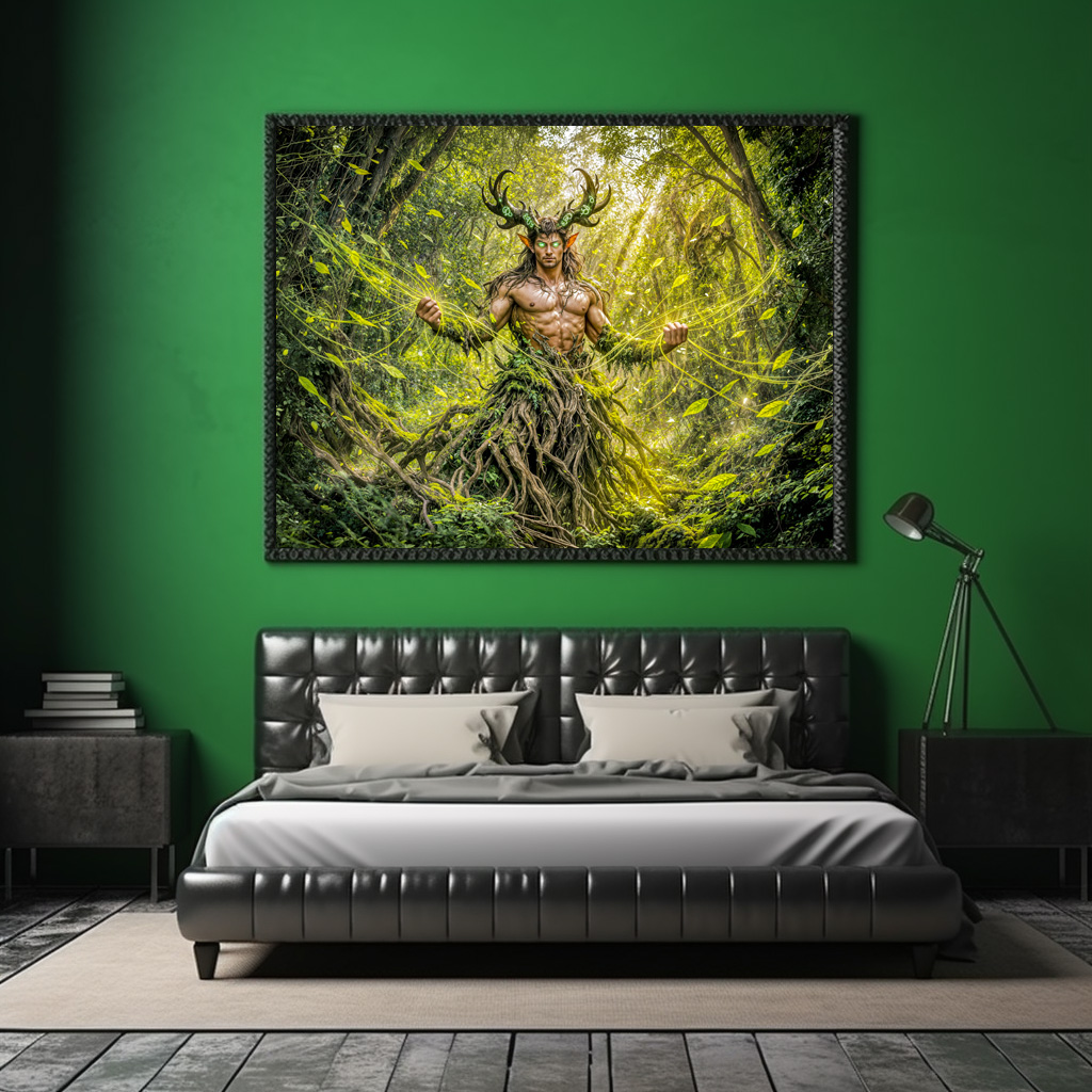Poster: Dynamic Fantasy Faun in Enchanted Forest Atmosphere