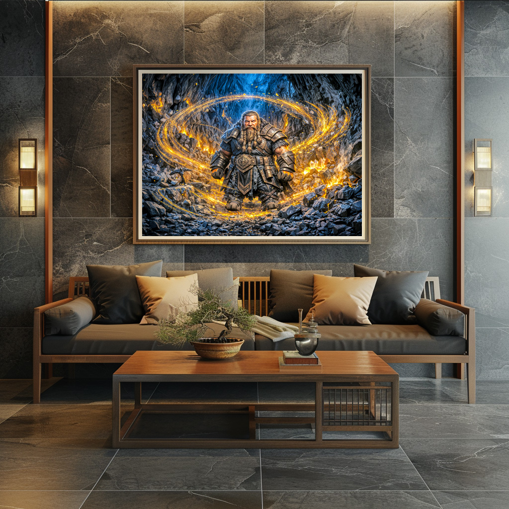 Poster: Dynamic Fantasy Dwarf Working in Enchanted Mine