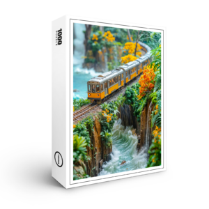 raxxa Premium-Puzzle: Miniature monorail crossing fantasy canyon