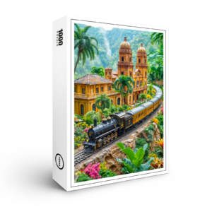 raxxa Premium-Puzzle: Miniature train through tropical palace garden