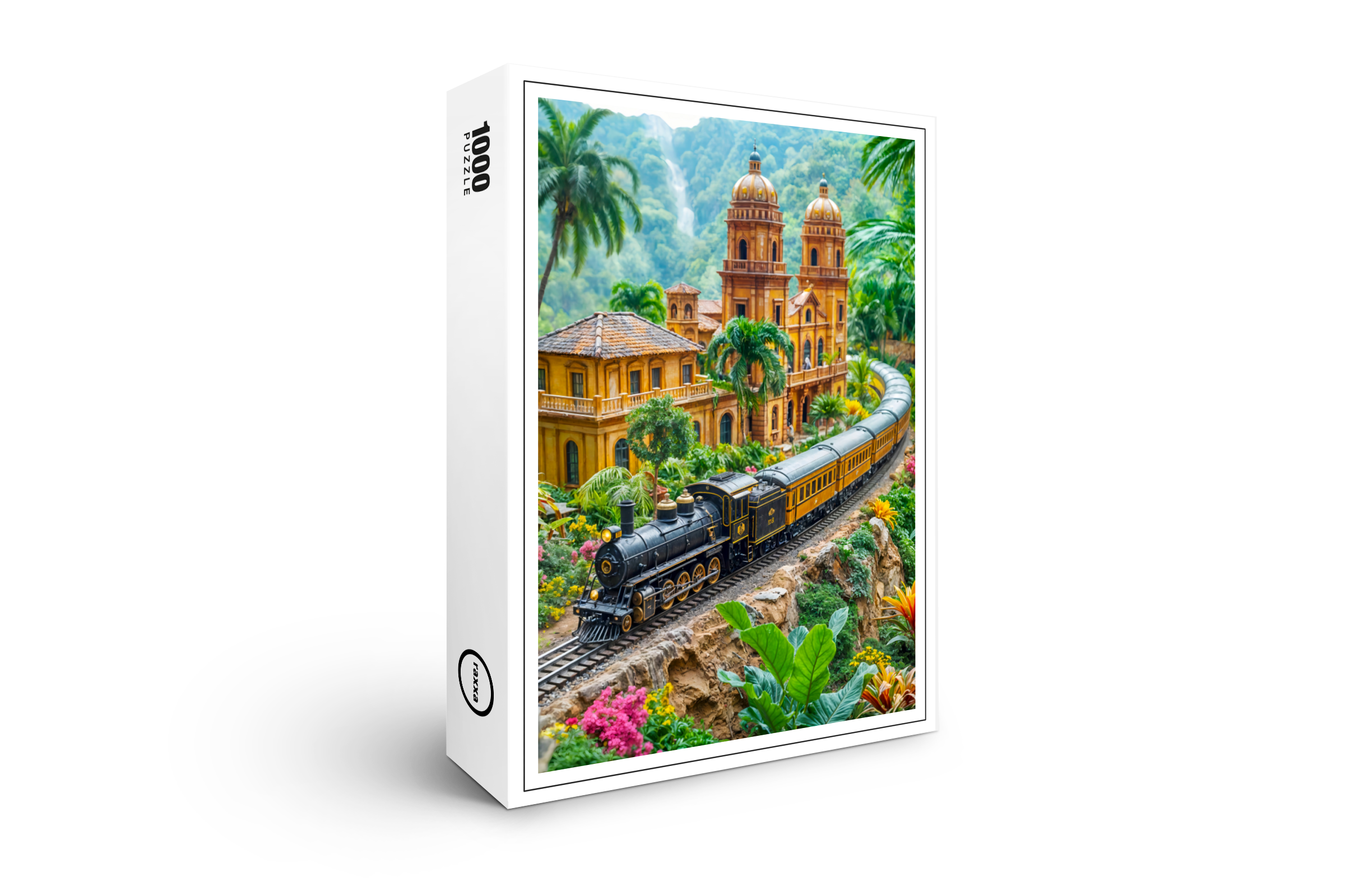 raxxa Premium-Puzzle: Miniature train through tropical palace garden