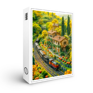 raxxa Premium-Puzzle: Miniature train through Tuscan pumpkin fields