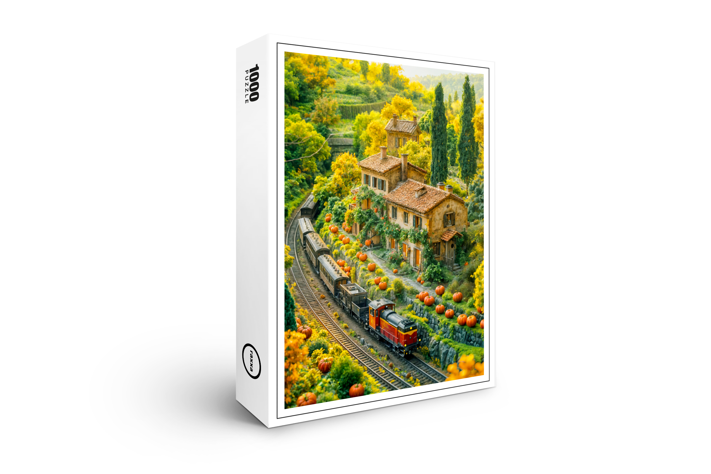 raxxa Premium-Puzzle: Miniature train through Tuscan pumpkin fields