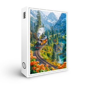 raxxa Premium-Puzzle: Miniature steam train in alpine forest