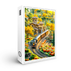 raxxa Premium-Puzzle: Miniature train in golden pumpkin village