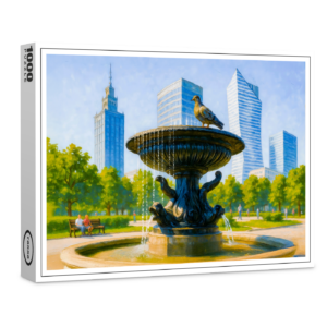 raxxa Premium-Puzzle: Fountain in central Warsaw detailed oil painting