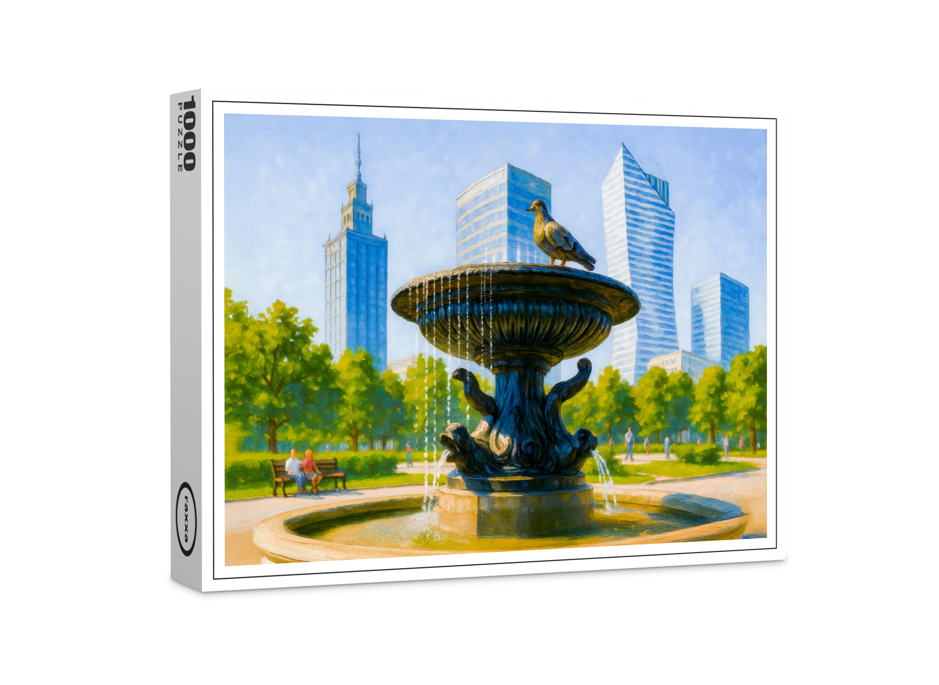 raxxa Premium-Puzzle: Fountain in central Warsaw detailed oil painting