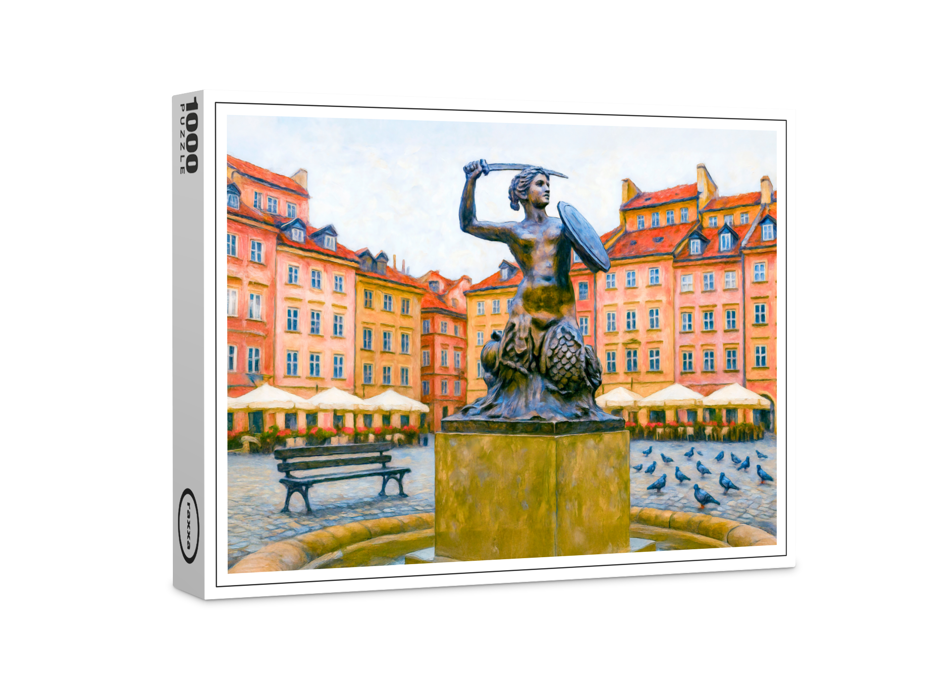 raxxa Premium-Puzzle: Syrenka fountain Warsaw oil painting