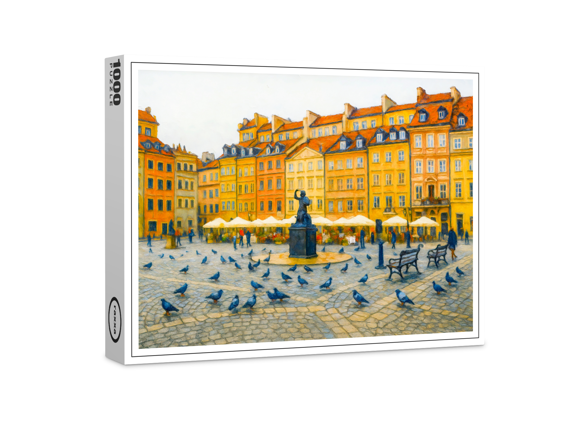 raxxa Premium-Puzzle: Warsaw oil painting Old Town with Syrenka