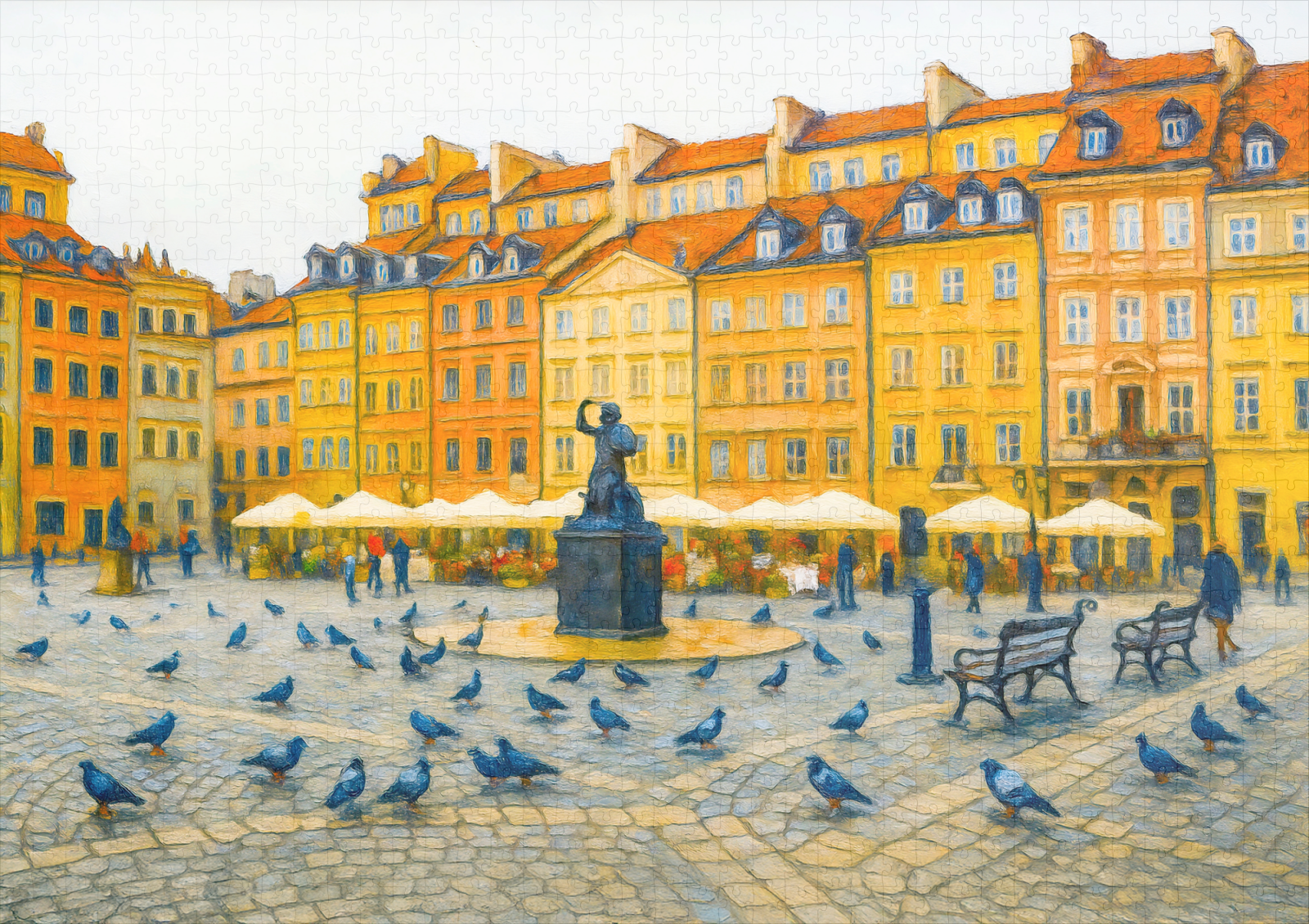 raxxa Premium-Puzzle: Warsaw oil painting Old Town with Syrenka – Bild 2