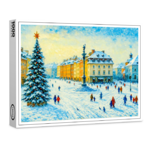 raxxa Premium-Puzzle: Winter day in Warsaw oil painting with Christmas tree