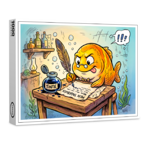 raxxa Premium-Puzzle: Fish with Ink Bottle on Wooden Table
