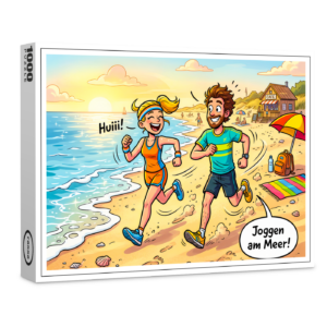 raxxa Premium-Puzzle: People Jogging Along a Sunny Beach Path