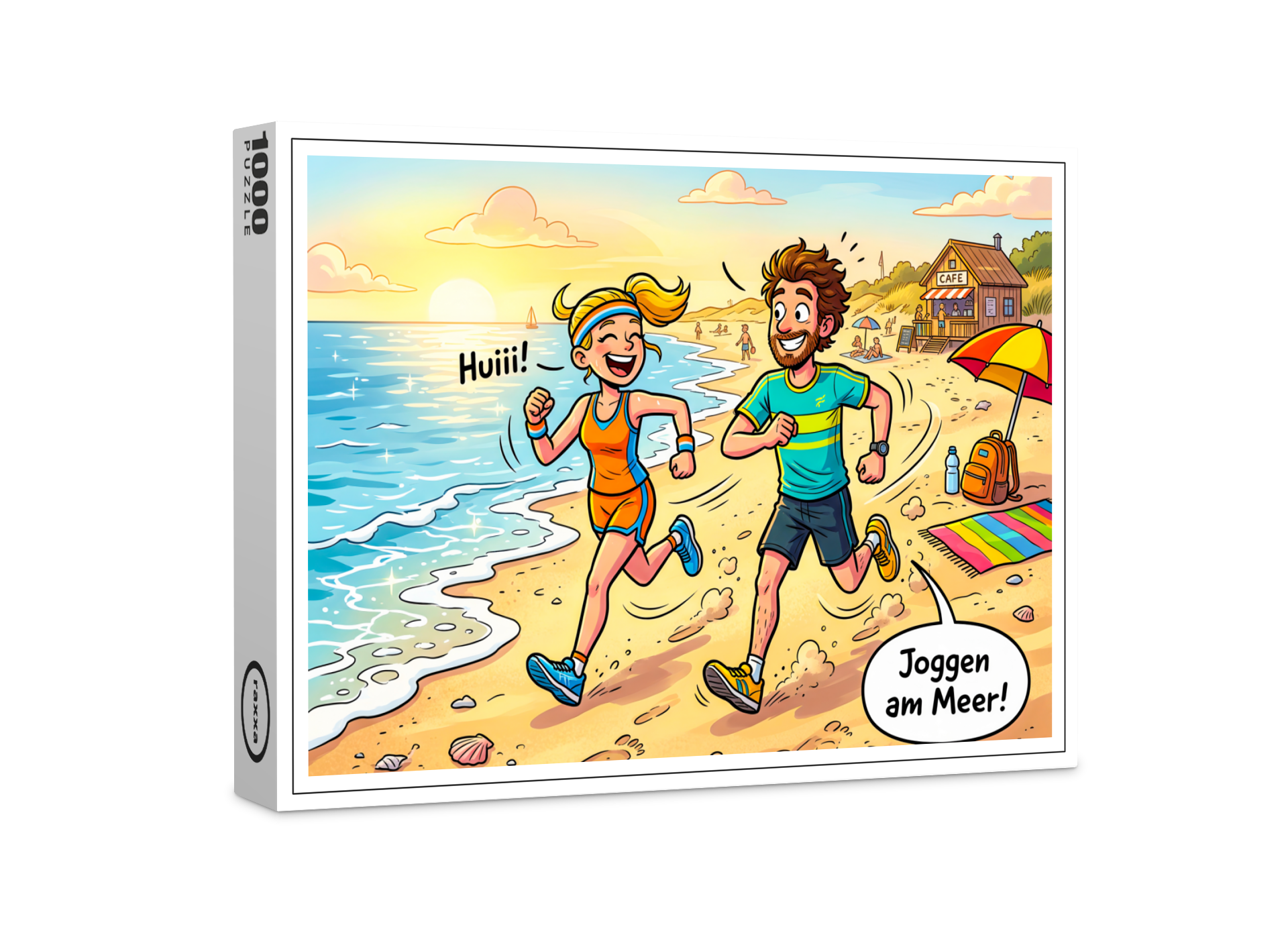 raxxa Premium-Puzzle: People Jogging Along a Sunny Beach Path