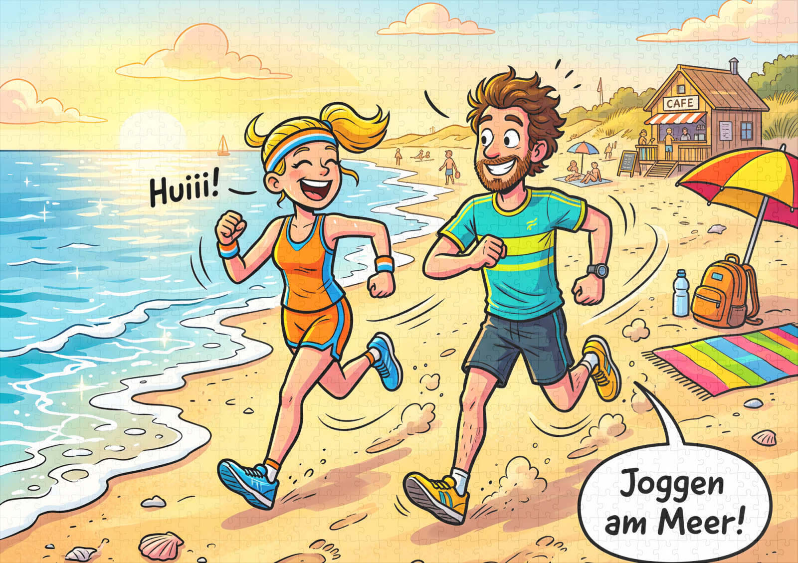 raxxa Premium-Puzzle: People Jogging Along a Sunny Beach Path - immagine 2