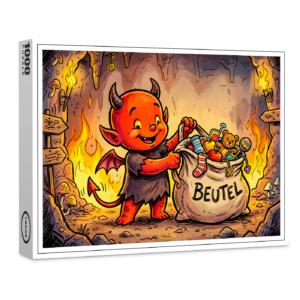 raxxa Premium-Puzzle: Little Devil Carrying a Large Bag in Fiery Cave