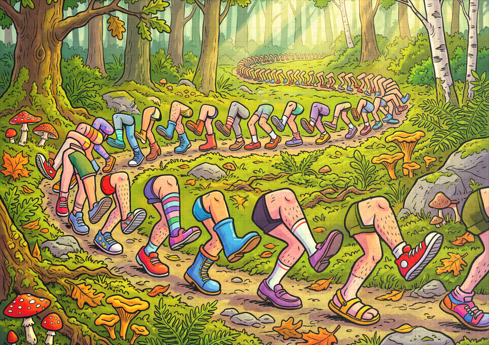 raxxa Premium-Puzzle: Endless Line of Running Cartoon Legs Outdoors – Image 2
