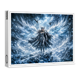 raxxa Premium-Puzzle: Dynamic Fantasy Valkyrie in Radiant Battle Atmosphere