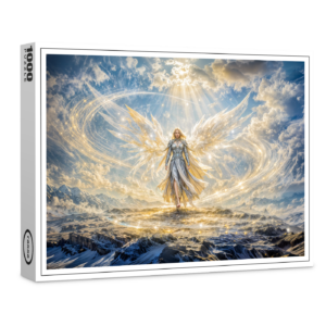 raxxa Premium-Puzzle: Dynamic Fantasy Angel in Radiant Atmospheric Light