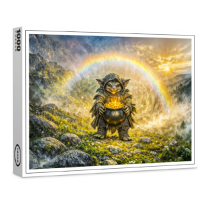raxxa Premium-Puzzle: Dynamic Fantasy Goblin with Rainbow Gold Pot