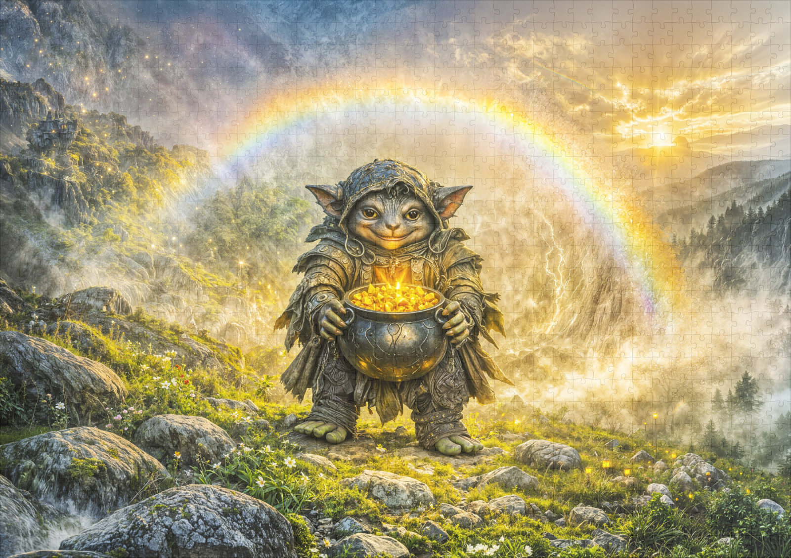 raxxa Premium-Puzzle: Dynamic Fantasy Goblin with Rainbow Gold Pot - immagine 2