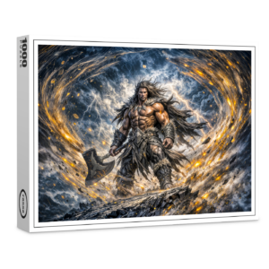 raxxa Premium-Puzzle: Dynamic Fantasy Berserker Warrior with Powerful Battle Axe