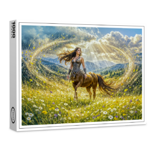 raxxa Premium-Puzzle: Dynamic Fantasy Centauride in Radiant Magical Landscape