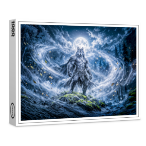 raxxa Premium-Puzzle: Dynamic Fantasy Werewolf Under Dramatic Moonlight Atmosphere