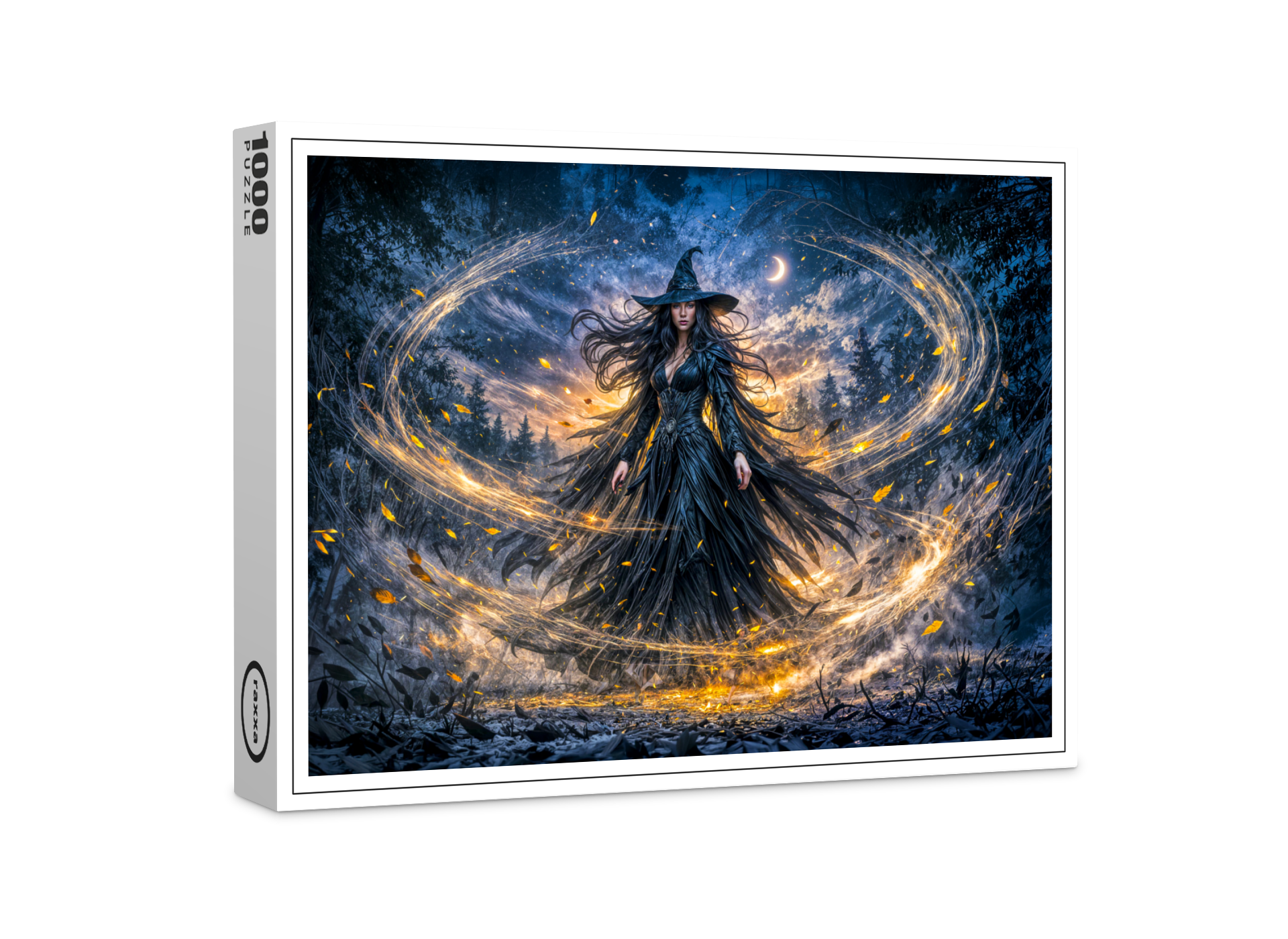 raxxa Premium-Puzzle: Dynamic Fantasy Witch with Magical Atmospheric Energy