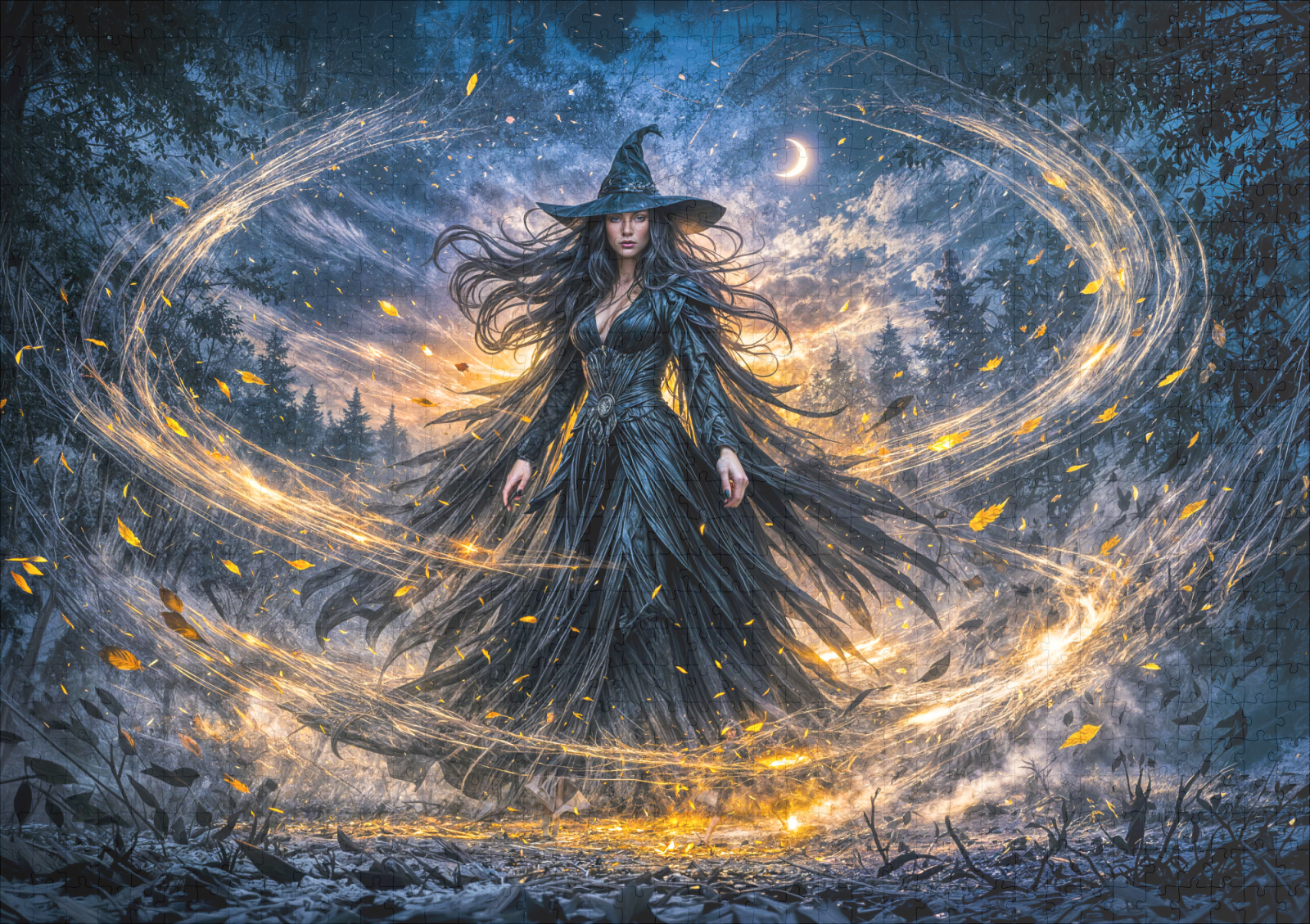 raxxa Premium-Puzzle: Dynamic Fantasy Witch with Magical Atmospheric Energy - Imagen 2