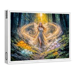 raxxa Premium-Puzzle: Dynamic Fantasy Elf in Enchanted Forest Mushroom Magic
