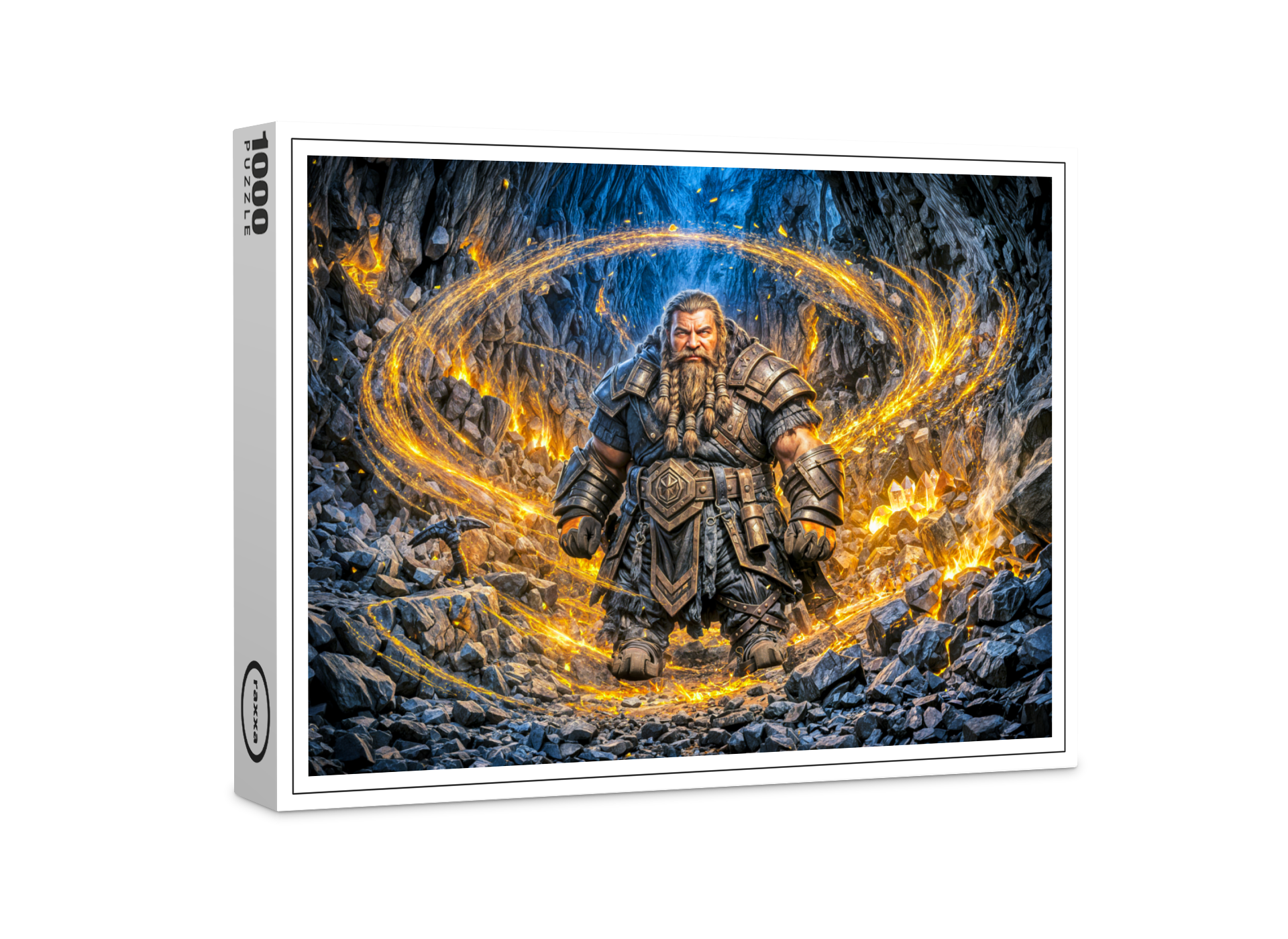raxxa Premium-Puzzle: Dynamic Fantasy Dwarf Working in Enchanted Mine