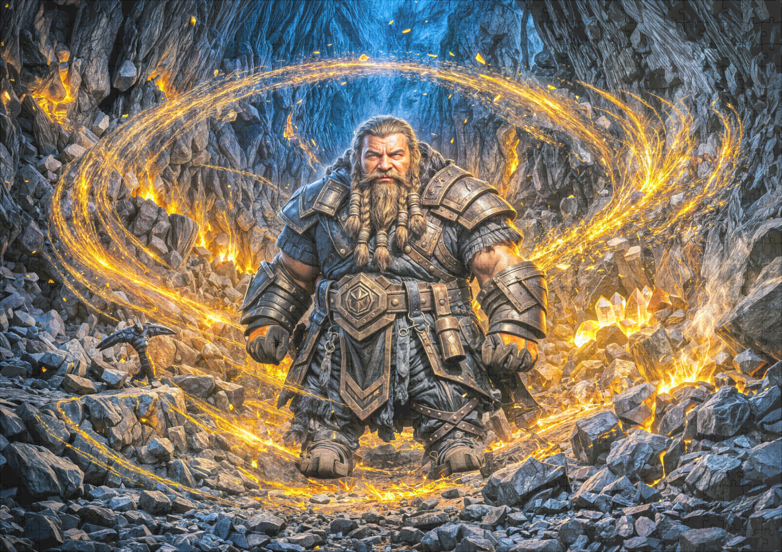 raxxa Premium-Puzzle: Dynamic Fantasy Dwarf Working in Enchanted Mine – Bild 2