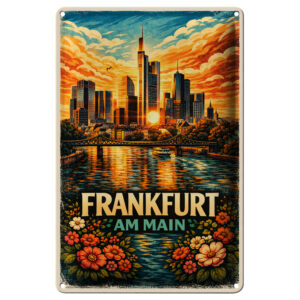 raxxa Blechschild: Skyline Frankfurt am Main