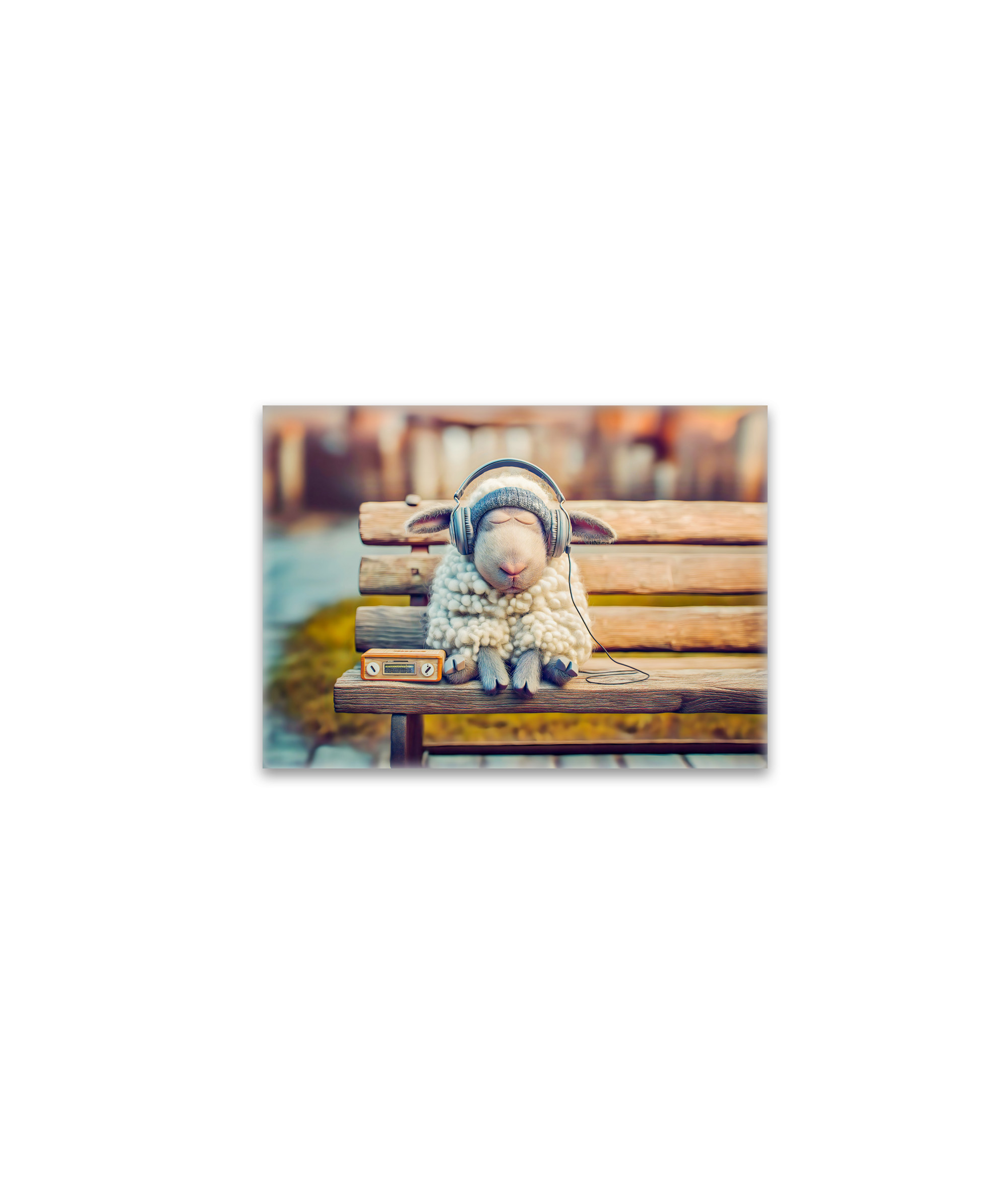 raxxa Glas-Magnet: Sheep napping with headphones bench