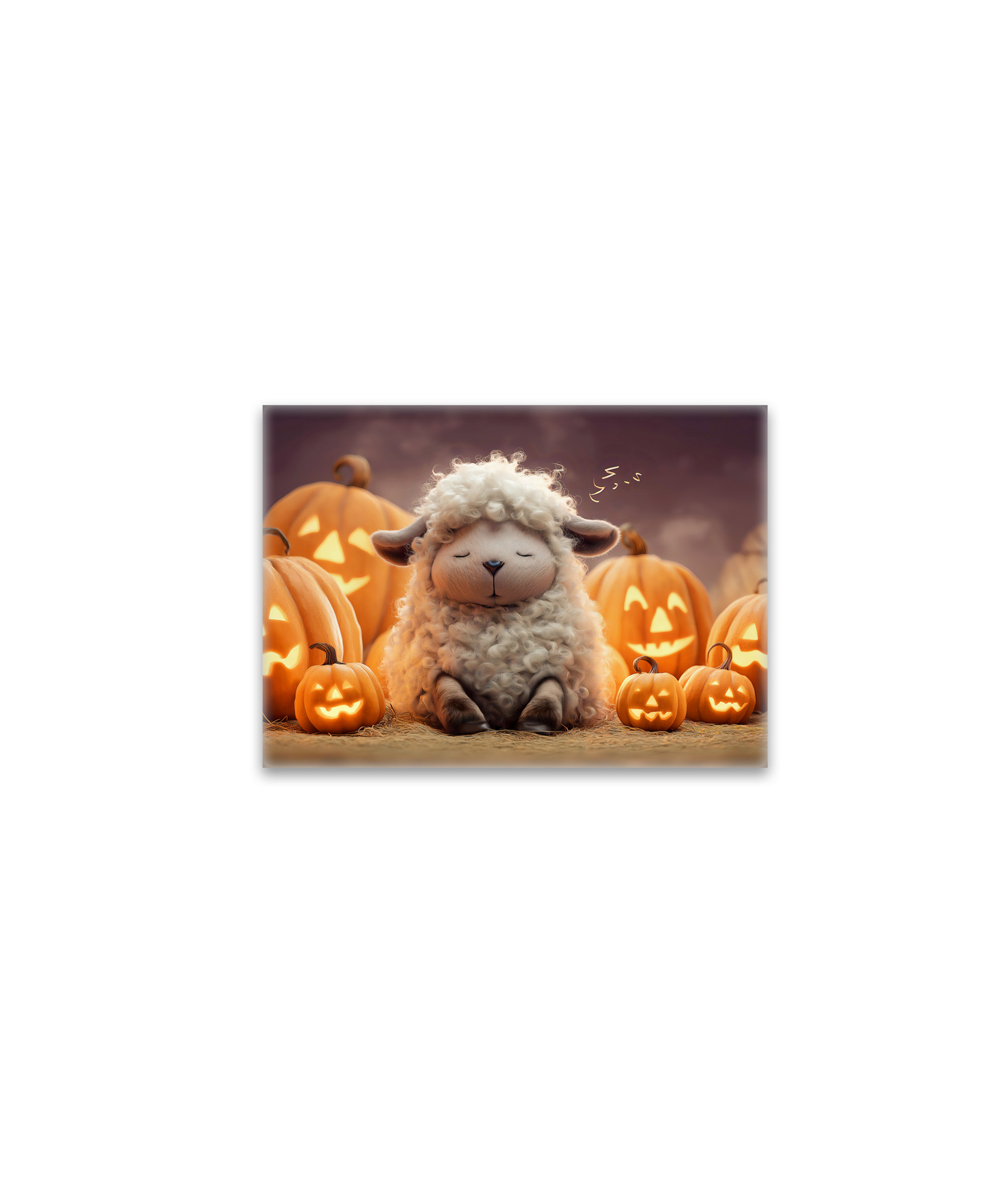 raxxa Glas-Magnet: Sheep sleeping among Halloween pumpkins illustration