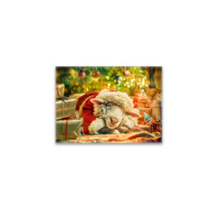 raxxa Glas-Magnet: Sleeping sheep under Christmas tree lights