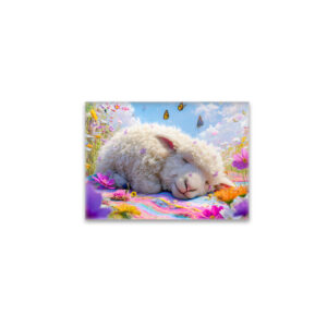 raxxa Glas-Magnet: Sleeping sheep on meadow picnic blanket