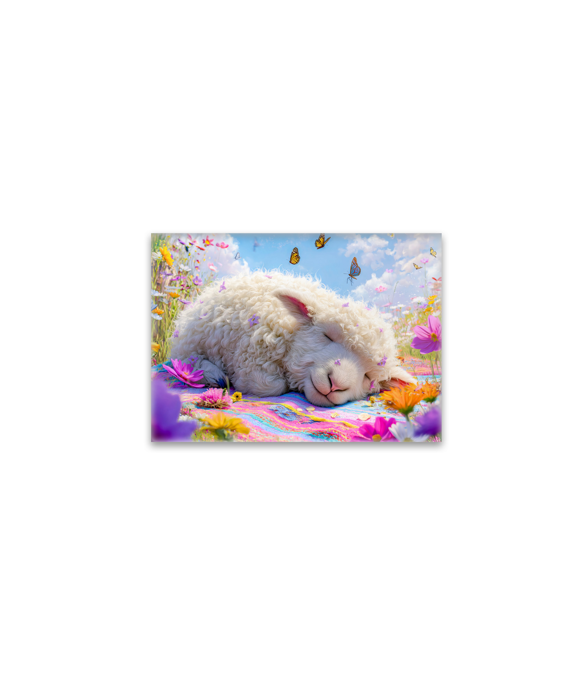 raxxa Glas-Magnet: Sleeping sheep on meadow picnic blanket