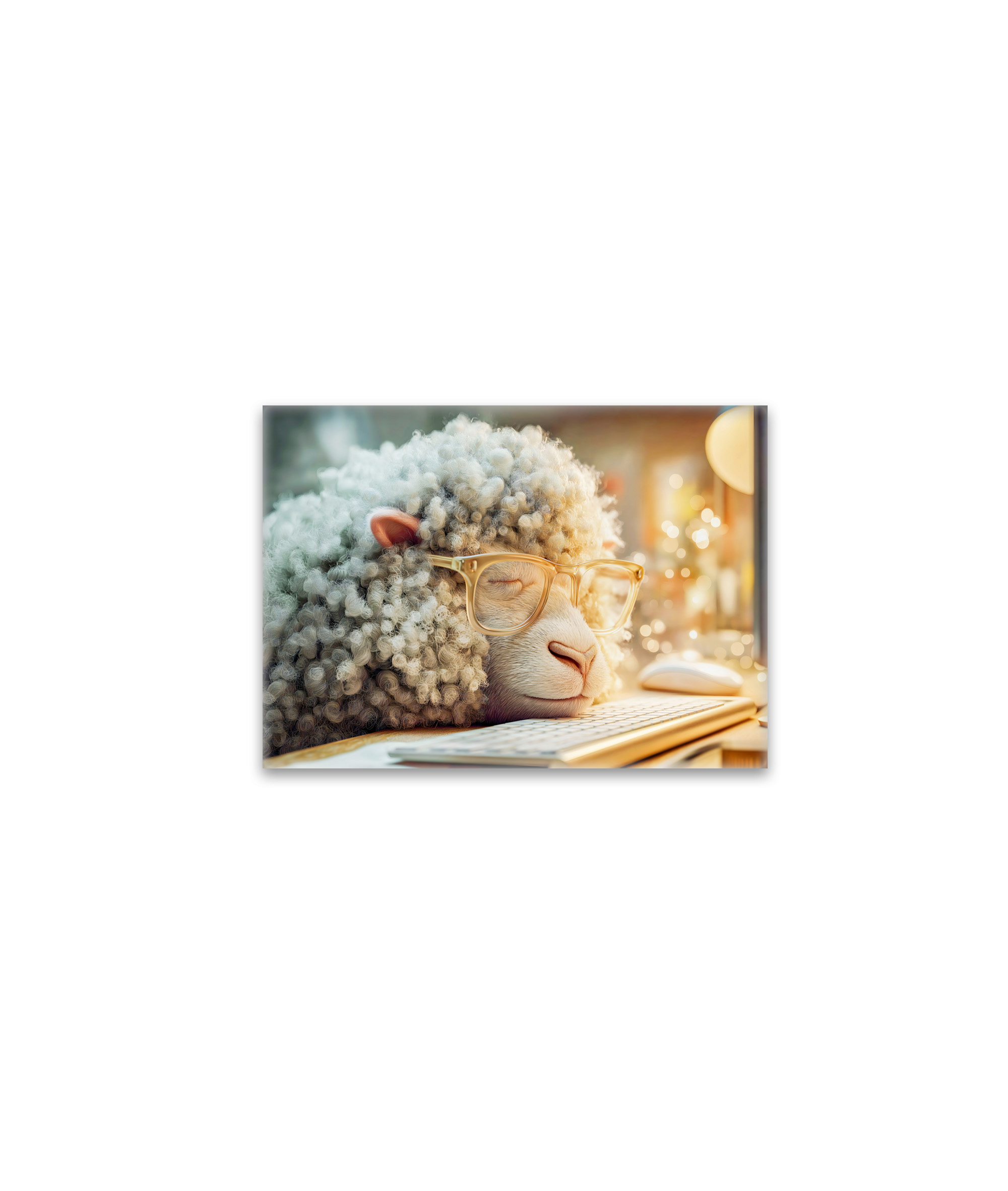 raxxa Glas-Magnet: Tired sheep at office desk computer