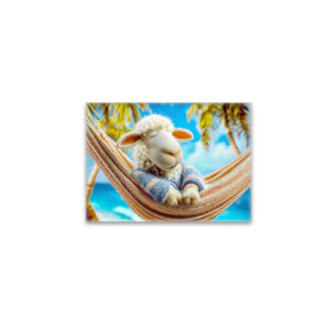 raxxa Glas-Magnet: Relaxing sheep sleeping in beach hammock