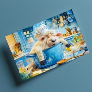 raxxa Postkarte: Chef sheep sleeping in cooking pot