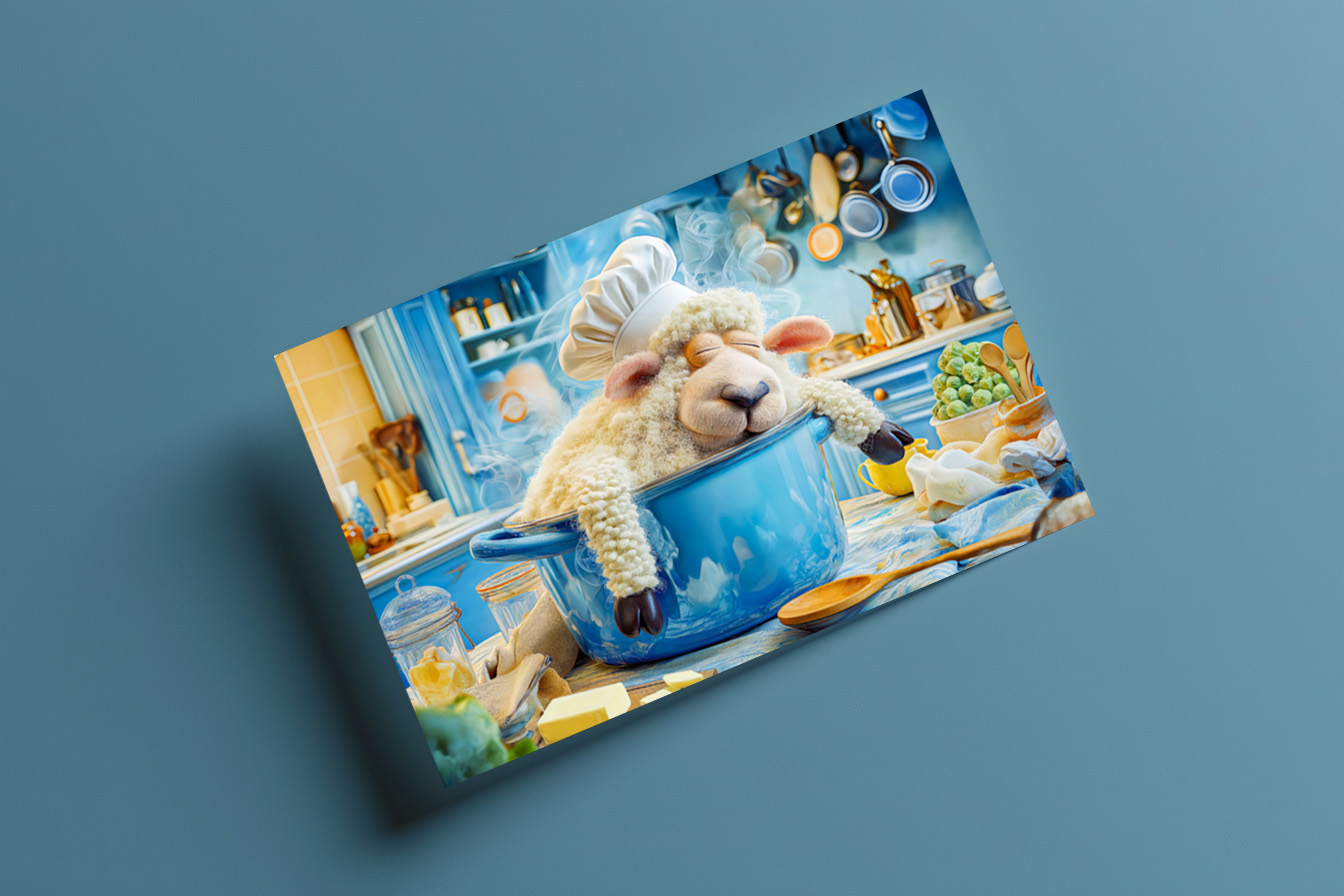 raxxa Postkarte: Chef sheep sleeping in cooking pot