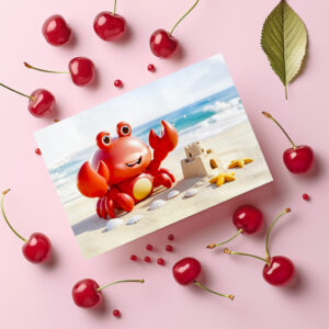raxxa Postkarte: Cute 3D Cancer Zodiac Crab