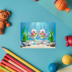 raxxa Postkarte: Cute 3D Pisces Zodiac Fish