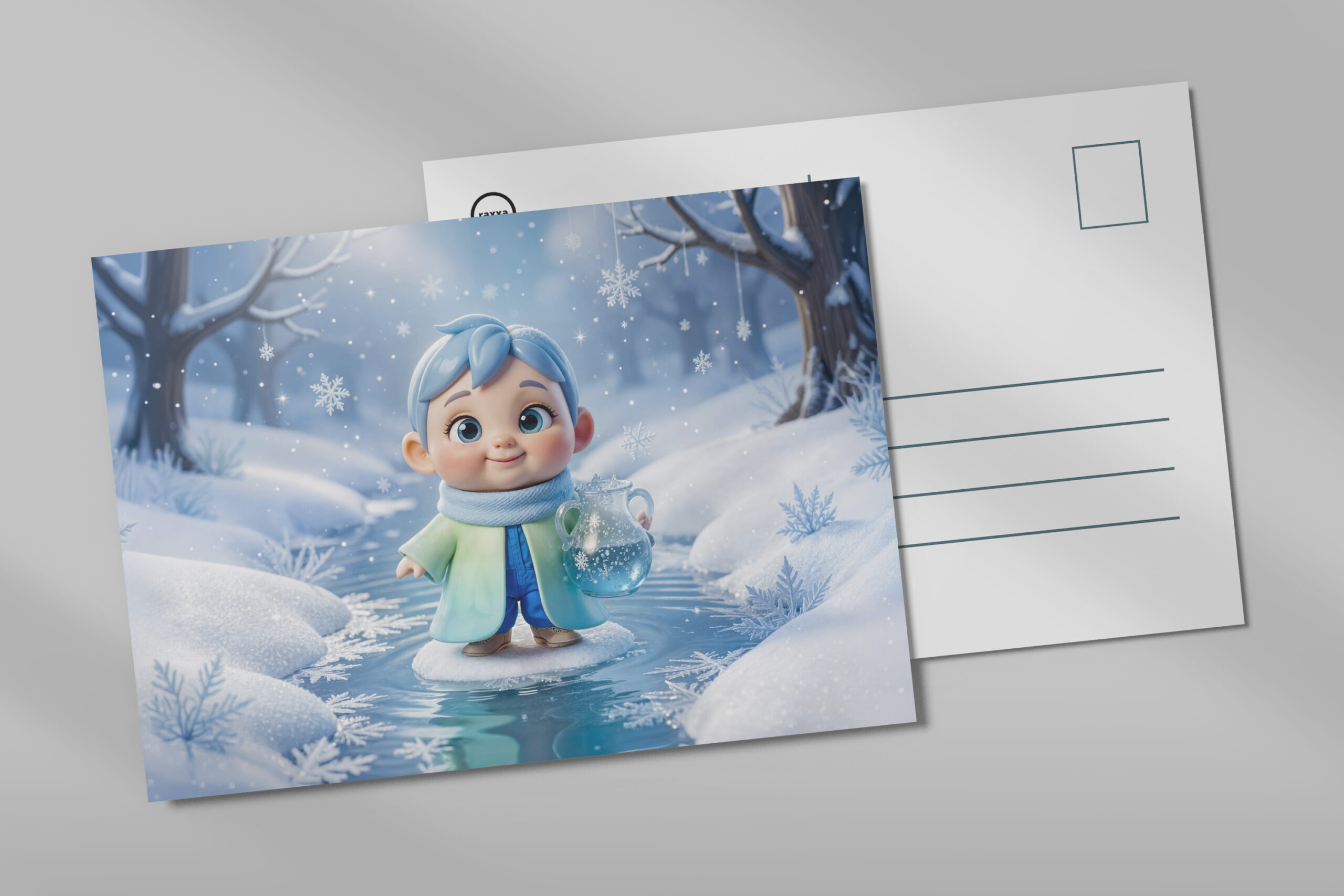 raxxa Postkarte: Cute 3D Aquarius Zodiac Character