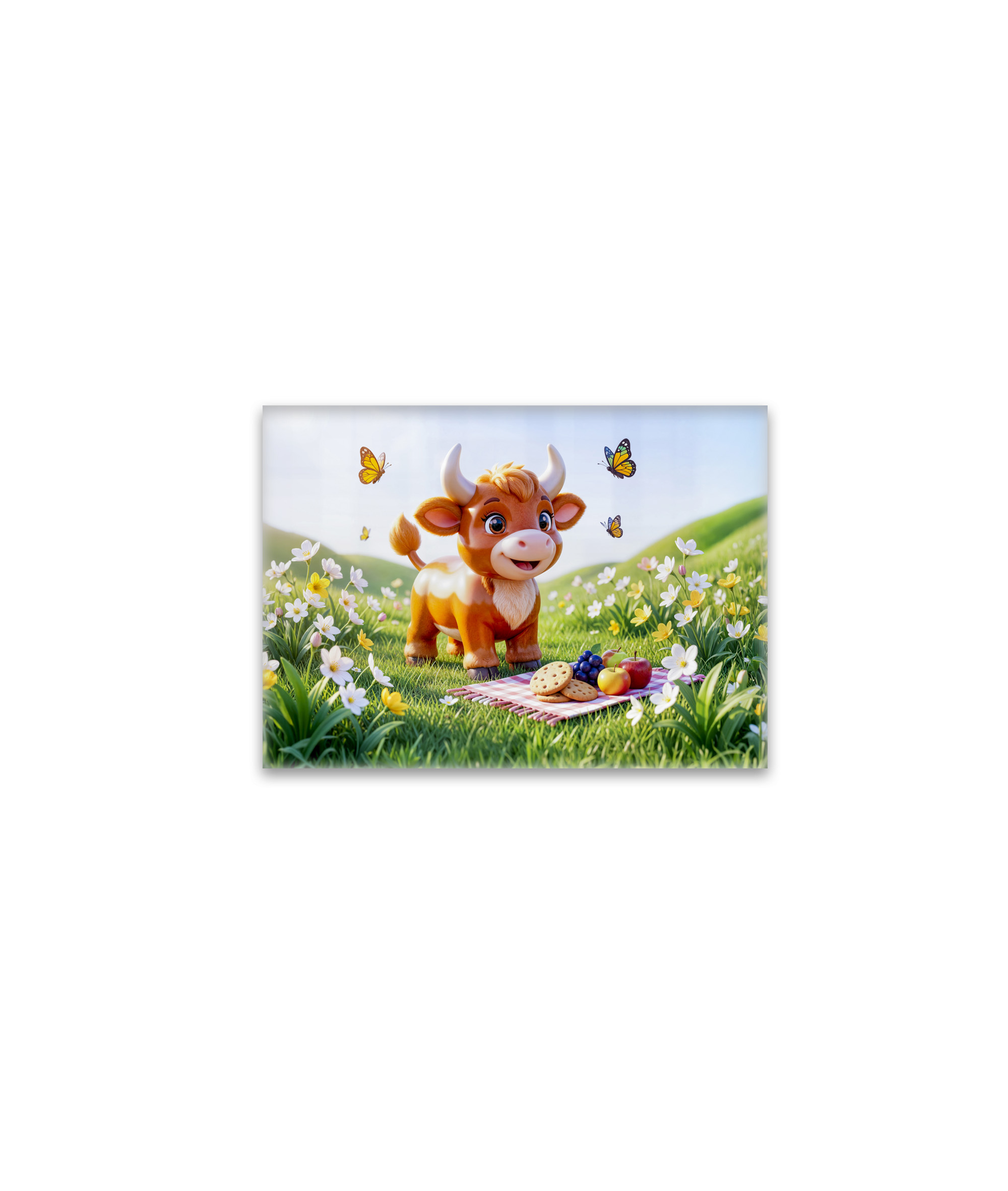 raxxa Glas-Magnet: Cute 3D Taurus Zodiac Picnic