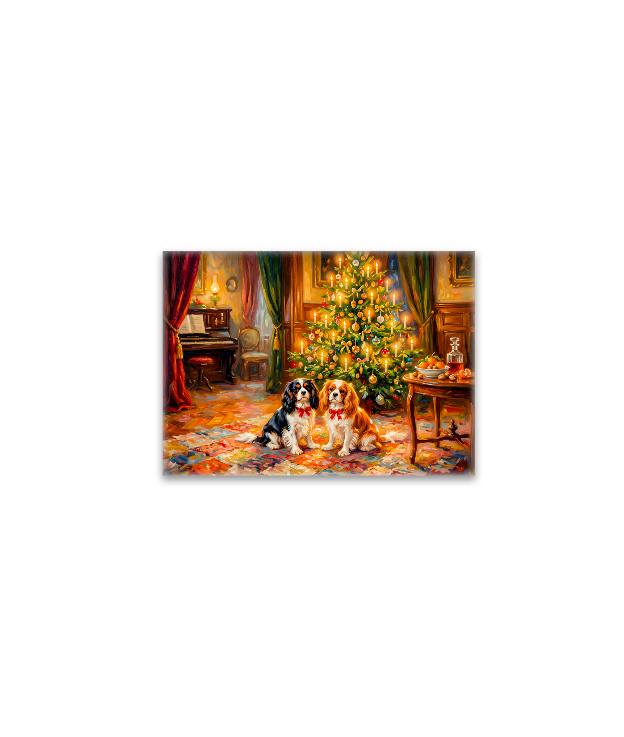 raxxa Glas-Magnet: Cavalier Spaniels by Christmas Tree