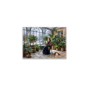 raxxa Glas-Magnet: Cozy Winter Orangery with Cavalier Spaniel